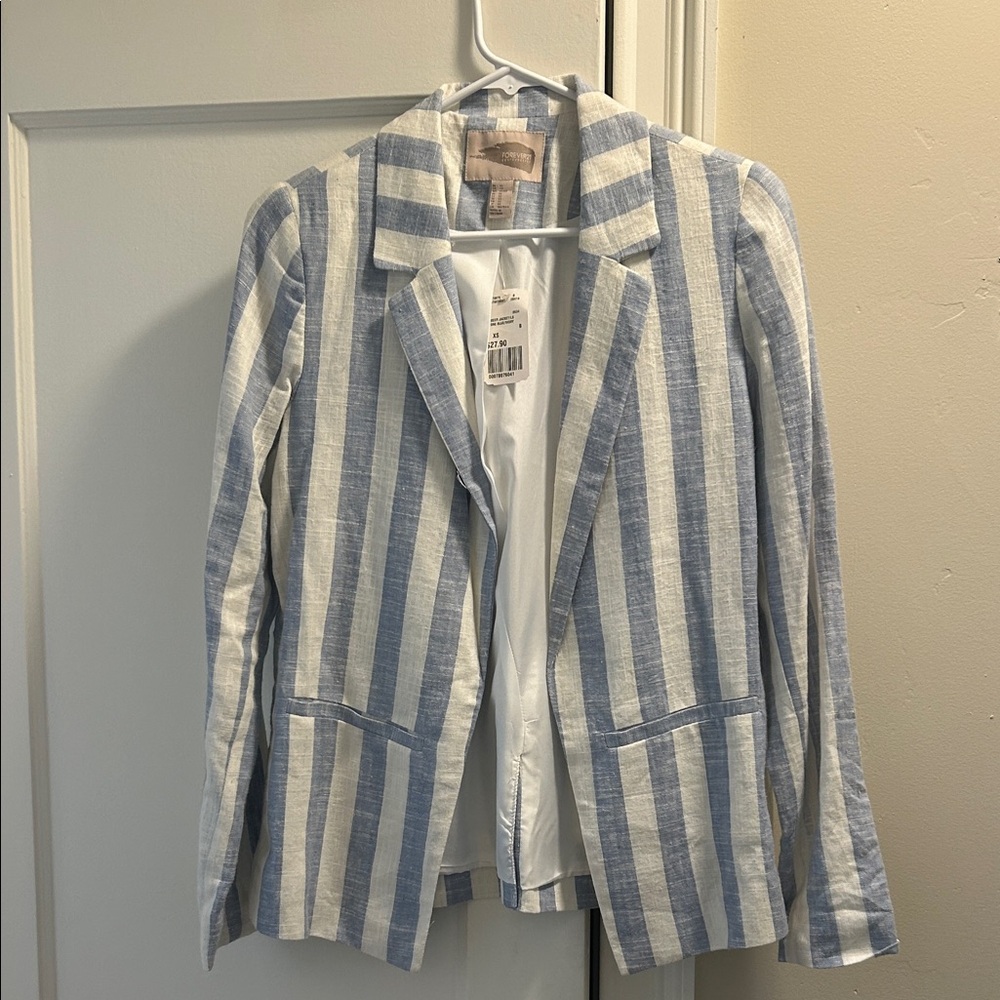 Forever 21 Blue and White Striped Blazer